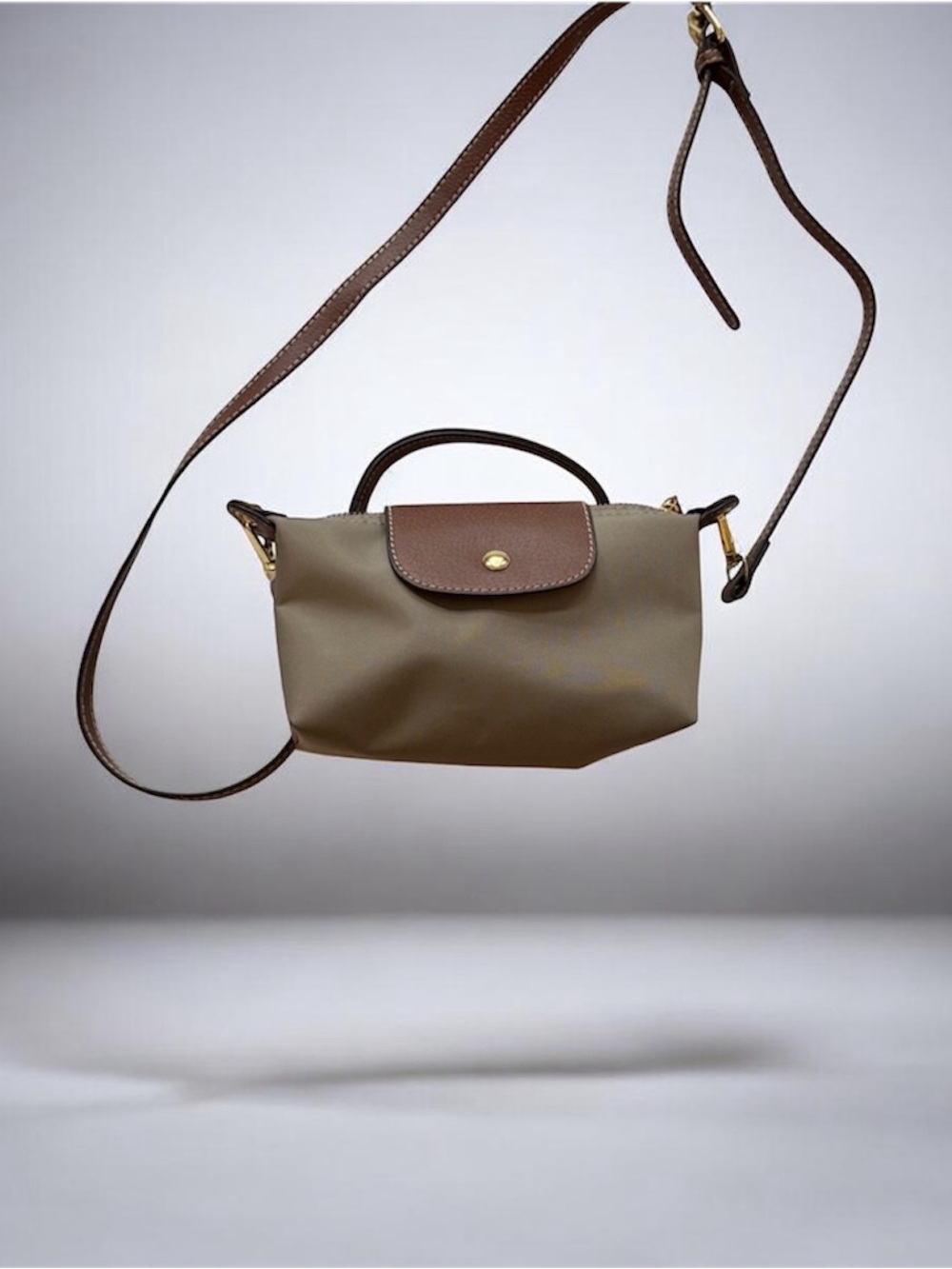 Stylish taupe tan small nylon crossbody Women's Bag - Picture 2 of 7